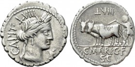 C. MARIUS C. F. CAPITO. Serrate Denarius (81 BC). Rome.