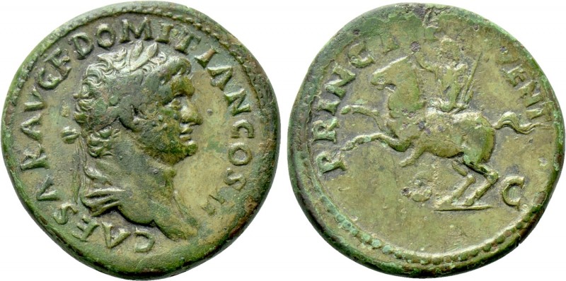 DOMITIAN (Caesar, 69-81). Dupondius. Rome. 

Obv: CAESAR AVG F DOMITIAN COS II...