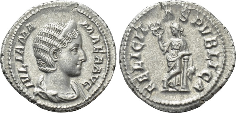 JULIA MAMAEA (Augusta, 222-235). Denarius. Rome. 

Obv: IVLIA MAMAEA AVG. 
Dr...