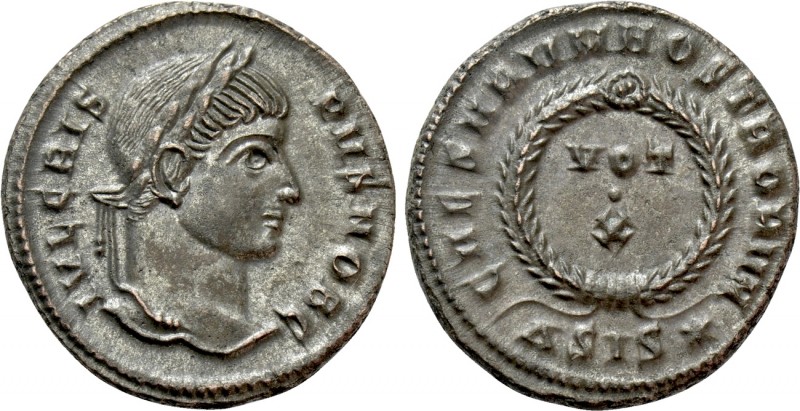 CRISPUS (Caesar, 316-326). Follis. Siscia. 

Obv: IVL CRISPVS NOB C. 
Laureat...