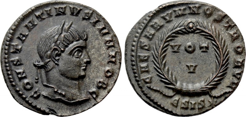 CONSTANTINE II (Caesar, 316-337). Follis. Siscia. 

Obv: CONSTANTINVS IVN NOB ...