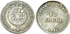 ITALY. Tuscany. Ferdinand III. Second Reign (1814-1824). 10 Soldi (1821). Florence.