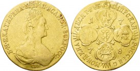 RUSSIA. Catherine II 'the Great' (1762-1796). GOLD 10 Roubles (1778-CПБ). St. Petersburg.