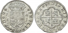 SPAIN. Philip V (First reign, 1700-1724). 2 Reales (1721 S-J). Sevilla.