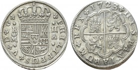 SPAIN. Philip V (First reign, 1700-1724). 2 Reales (1723 M-A). Madrid.