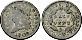 UNITED STATES. COPPER. Half Cent (1809). Philadelphia. Classic head type.