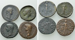 4 Roman Coins; Claudius, Domitian and Faustina II.