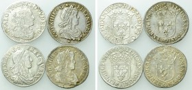 4 Coins of Louis XIV of France.