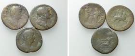 3 Sestertii; Hadrianus and Trajan.
