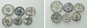6 Roman Coins; Aelius, Septimius Severus etc.