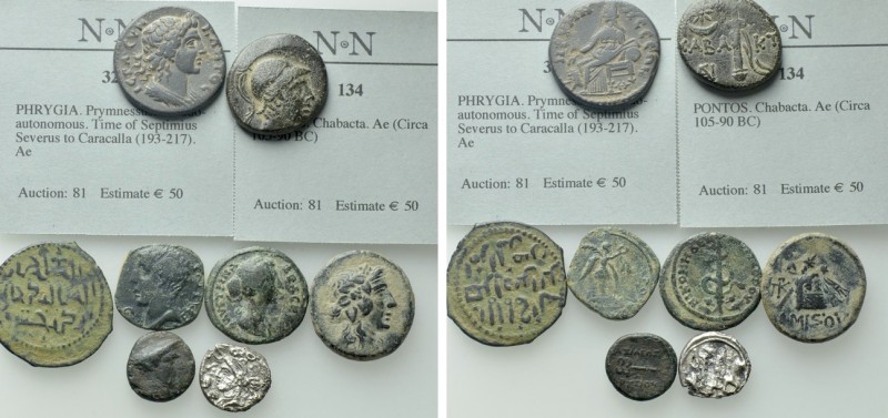 8 Greek, Roman Provincial and Islamic Coins; Prymnessus, Chabacta etc. 

Obv: ...