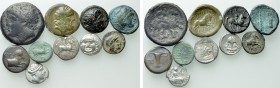 10 Greek Coins; Apollonia Pontika, Histiaia etc.