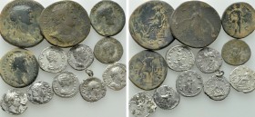 12 Roman Coins; Hadrian, Trajan etc.