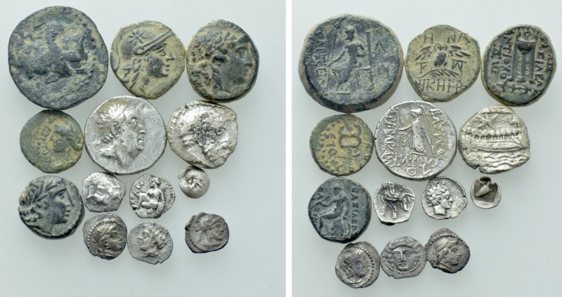 13 Greek Coins. 

Obv: .
Rev: .

. 

Condition: See picture.

Weight: g...