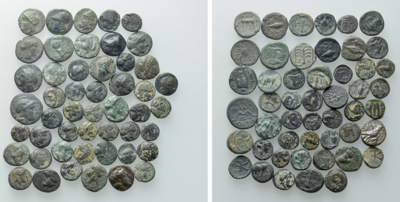 Circa 50 Greek Coins. 

Obv: .
Rev: .

. 

Condition: See picture.

Wei...