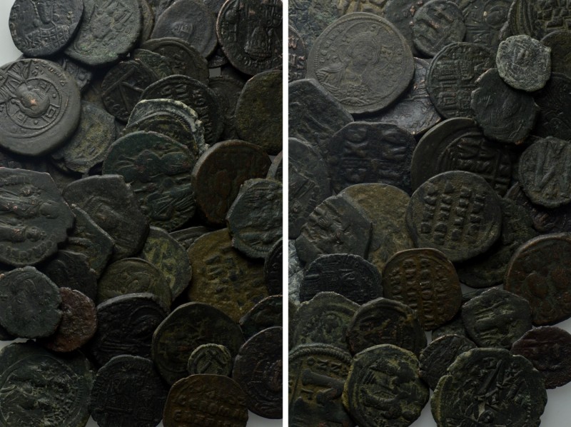 Circa 55 Byzantine Coins. 

Obv: .
Rev: .

. 

Condition: See picture.
...