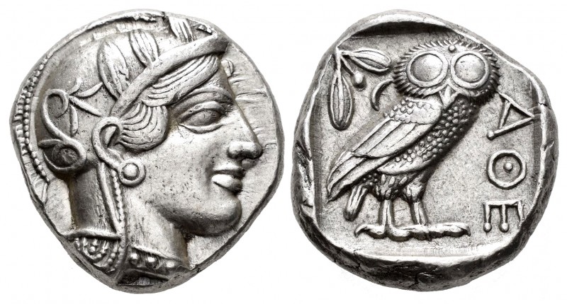 Attica. Athens. Tetradracma. 449-413 a.C. (Gc-2526). Anv.: Cabeza de Atenea con ...
