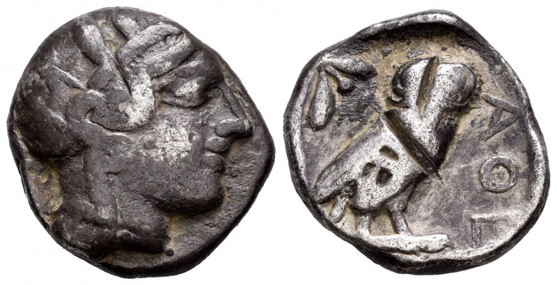 Attica. Athens. Tetradracma. 449-413 a.C. (Gc-2526). Anv.: Cabeza de Atenea con ...
