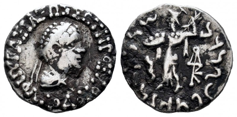 Kings of Bactria. Dracma. 110-80 a.C. (Seaby-7672 variante). Anv.: Cabeza diadem...