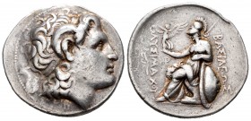 Kingdom of Thrace. Lysimachos. Tetradracma. 323-281 a.C. Uncertain mint. (Sear-6814 variante). (Sng Cop-1107). Anv.: Cabeza diademada de Alejandro Mag...