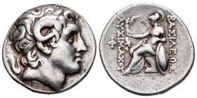 Kingdom of Thrace. Lysimachos. Tetradracma. 287-282 a.C. Smyrna. (Müller-408). (Thomson-237). Anv.: Cabeza diademada de Alejandro Magno con el cuerno ...