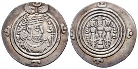Khusro II. Dracma. 590-628 d.C. (Mitchiner-19). Ag. 2,87 g. Almost XF. Est...50,00.