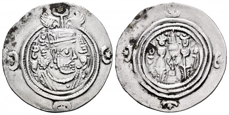 Imperio Sasánida. Dracma. 620. (Mitchiner-1127 similar). Ag. 3,59 g. VF. Est...6...