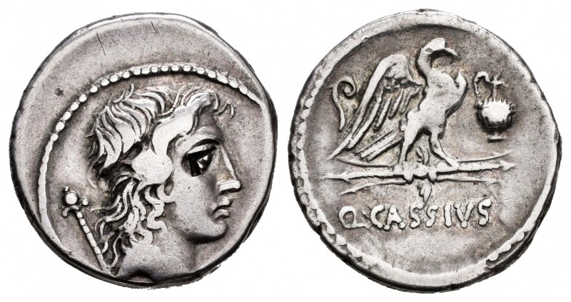 Cassius. Denario. 55 a.C. Rome. (Ffc-557). (Craw-428/3). (Cal-411). Anv.: Cabeza...