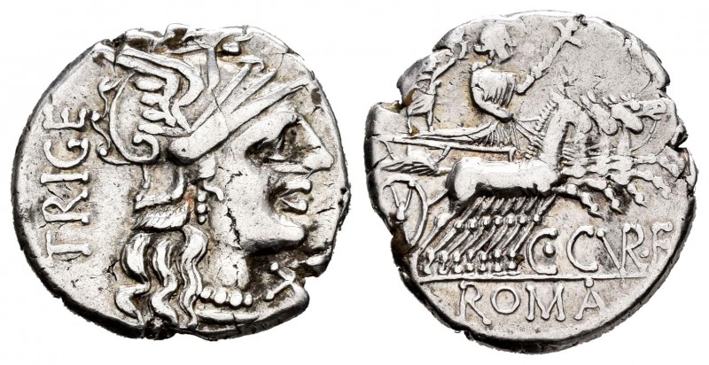 Curiatius. Denario. 135 a.C. Uncertain mint. (Ffc-668). (Craw-240/1b). (Cal-533)...