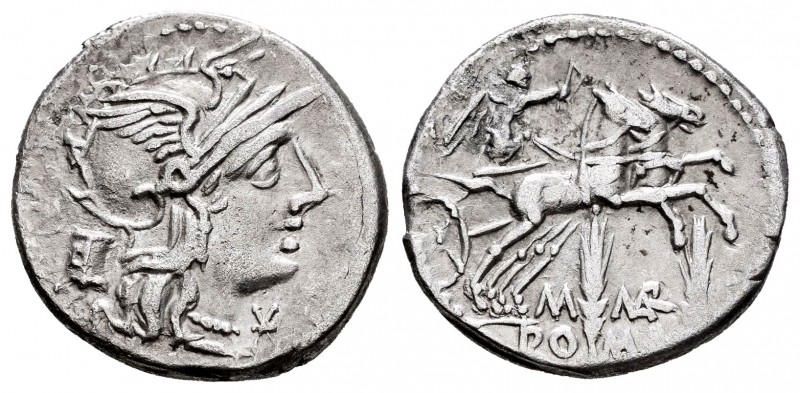 Marcius. Denario. 134 a.C. Rome. (Ffc-850). (Craw-245/1). (Cal-934). Anv.: Cabez...