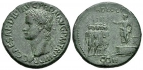 Caligula. Sestercio. 39-40 d.C. Rome. (Spink-1799). (Ric-32). Anv.: C CAESAR AVG PON M TR P III P P. Busto laureado del emperador a izquierda. Rev.: A...