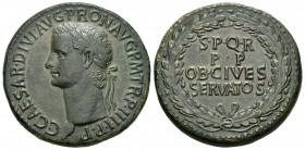 Caligula. Sestercio. 39-40 d.C. Rome. (Spink-1801). (Ric-46). Anv.:  C CAESAR DIVI AVG PRON AVG P M TR P IIII P P. Busto de Calígula a izquierda. Rev....