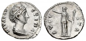Faustina Senior. Denario. 147 d.C. Rome. (Spink-4583). (Seaby-101a). Rev.: AVGVSTA. Ceres de pie a izquierda con y lanza. Ag. 3,36 g. Almost XF. Est.....