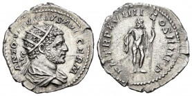 Caracalla. Antoniniano. 216 d.C. Rome. (Spink-6775). (Seaby-338). Rev.: P M TR P XVIIII COS IIII P P. Júpiter de pie desnudo con haz de rayo y cetro. ...