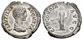 Plautilla. Denario. 202 d.C. Rome. (Spink-7065). (Ric-363). Rev.: CONCORDIA AVGG. Ag. 2,95 g. Scarce. Choice VF/VF. Est...110,00.