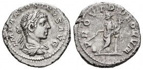 Elagabalus. Denario. 219 d.C. Rome. (Spink-7540). (Ric-128). Rev.: PROVID DEORVM. Providentia en pie a izquierda con globo y cuerno de la abundancia. ...