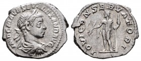 Severus Alexander. Denario. 222 d.C. Rome. (Spink-7868). (Ric-141). Rev.: IOVI CONSERVATORI. Júpiter en pie a izquierda con haz de rayos y cetro. Ag. ...