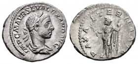 Severus Alexander. Denario. 223 d.C. Rome. (Spink-7886). (Ric-165). Rev.: PAX AETERNA AVG. Pax en pie a izquieda con rama de olivo y cetro. Ag. 3,14 g...