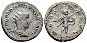 Gordian III. Antoniniano. 243-244 d.C. Rome. (Spink-8623). (Ric-145). Rev.: MARS PROPVG. Marte con vestimenta militar avanzando a izquierda con lanza ...