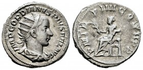 Gordian III. Antoniniano. 241-242 d.C. Rome. (Spink-8645). (Ric-88). Rev.: P M TR P IIII COS II P P. Apolo sentado a izquierda con rama de laurel y de...