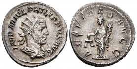 Philip I. Antoniniano. 245-247 d.C. Rome. (Spink-8918). (Ric-27b). Rev.: AEQVITAS AVGG. Equidad en pie con balanza y cuerno de la abundancia. Ag. 3,93...