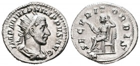 Philip I. Antoniniano. 244-245 d.C. Rome. (Spink-8966). (Ric-48b). (Seaby-215). Rev.: SECVRIT ORBIS. Securitas sentada, apoyada en la mano y sostenien...