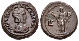 Otacilia Severa. Tetradracma. 245-246 d.C. Alexandria. (Datari-4984). (Spink-9207). Rev.: Concordia en pie a izquierda con la mano extendida y doble c...