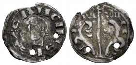 The Crown of Aragon. Sancho Ramírez (1063-1094). Dinero. Jaca (Huesca). Grupo primitivo. (Cru-195). Ve. 0,88 g. Dos agujeros y fina grieta. Choice F. ...