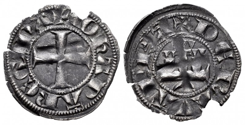 Kingdom of Navarre. Juana I (1274-1284). Dinero. Navarre. (Cru-230). Anv.: +IOHA...