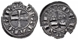 Kingdom of Navarre. Juana I (1274-1284). Dinero. Navarre. (Cru-230). Anv.: +IOHANA REGINA. Rev.: +DE NAVARRA. Ve. 0,97 g. Planchet crack. Choice VF. E...