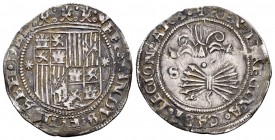 Catholic Kings (1474-1504). 1 real. Sevilla. (Cal 2008-367). Ag. 3,27 g. Estrellas a los lados del escudo. VF. Est...60,00.