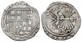 Catholic Kings (1474-1504). 1 real. Sevilla. d cuadrada. (Cal 2008-377). Ag. 3,09 g. Almost VF. Est...30,00.
