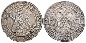 Charles I (1516-1556). Thaler. 1546. Donanwörth. (Dav-9170). Ag. 28,61 g. A nombre de Carlos I. Preciosa pátina. Choice VF. Est...450,00.
