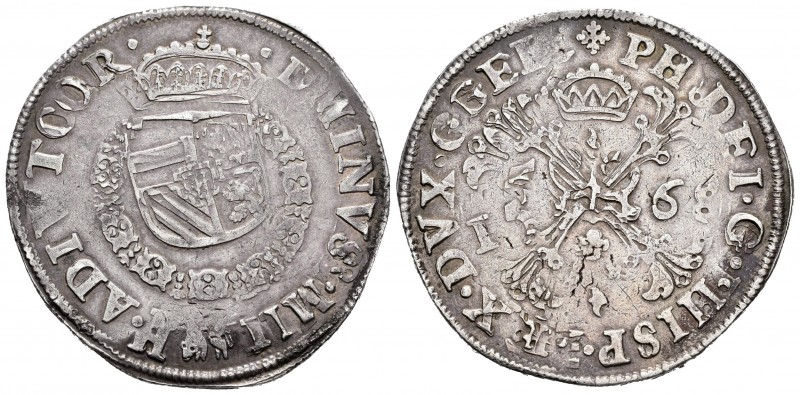 Philip II (1556-1598). 1 escudo de Borgoña. 1568. Nimega. (Vanhoudt-290.NIJ). Ag...